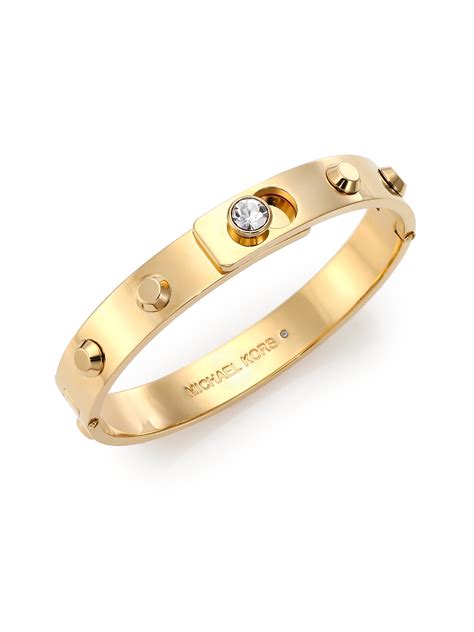 michael kors yellow gold coloured crystal studded bangle|Michael Kors gold bracelet sale.